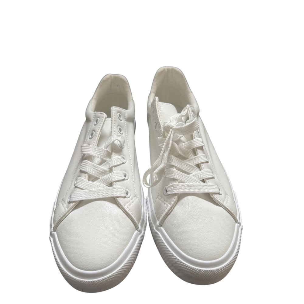 Unbranded Sneakers Mens 9 White ZY-K22141M PU Leather Low Top Grey‎ Heel Tab
